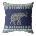 Homeroots 16 in. Navy Ornate Elephant Indoor & Outdoor Throw Pillow 412491